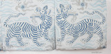 Box Pleated Valance in Tibet Pale Blue.  Valance was 71".  Each Section was 17.75" Wide and 17" Long to feature one Tiger.