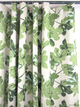 Custom Flat Panel Drapes in Peter Dunham Fig Leaf Original on Natural by Lynn Chalk