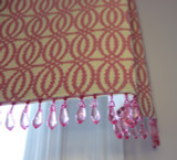 Box Pleated Valance in Robert Allen Joined Circles in Fuchsia with Kravet Crystal Bead Trim