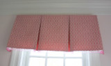 Box Pleated Valance in Robert Allen Joined Circles in Fuchsia with Kravet Crystal Bead Trim