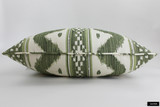 Quadrille Bali Hai Self Welted Pillow Shown in Sea Green on Tint Side View