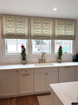 Thibaut Cairo Roman Shade in Kitchen (shown in Green and White - comes in other colors)
