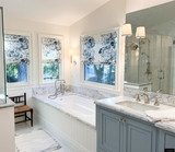 Top Down Bottom Up Roman Shades in Schumacher Boughton House Porcelain 175790