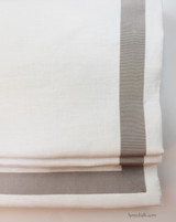 Roman Shade in Kravet Dublin Linen White with Samuel and Sons Grosgrain Trim Mercury