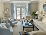 Kravet Dublin Linen Sky 2 and Half Width Drapes - 15 Pleats 99 Inch Drapery Rod Living Room