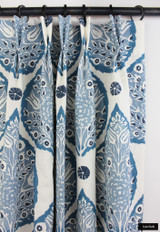 Galbraith & Paul Lotus Denim on White Custom Pleated Drapes