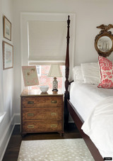 Trend Linen/Cotton Roman Shades with Samuel & Sons Laudinella Applique Border (Fabric and Trim in Oyster)