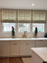 Thibaut Cairo Roman Shade in Kitchen (shown in Green and White - comes in other colors)