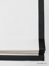 Roman Shade in White Linen with Samuel and Sons 1.5 inches Grosgrain Ribbon in Sand