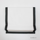 Roman Shade in White Linen with Samuel and Sons 1.5 inches Grosgrain Ribbon in Sand