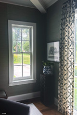 Schumacher Andromeda Custom Drapes (shown in Charcoal)