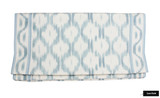 Schumacher Santa Monica Ikat Custom Drapes in Dining Room (shown in China Blue)