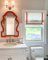 Kravet Dublin Linen Roman Shade with Schumacher Sunnyvale Tape