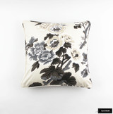Schumacher Pyne Hollyhock Print Custom Roman Shade in Dining Room  (shown in Indigo-comes in other colors)
