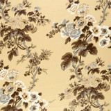 Schumacher Pyne Hollyhock Print Custom Roman Shade in Dining Room  (shown in Indigo-comes in other colors)