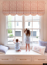 Scalloped Roman Shade in Sister Parish Dolly in Pink