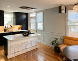 Relaxed Roman Shades in Ivory Linen