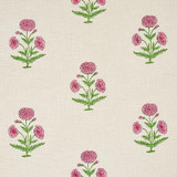  Schumacher Poppy Hand Block Print Rose & Grass