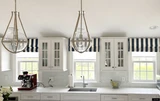Schumacher James Stripe Custom Roman Shade in Navy. 