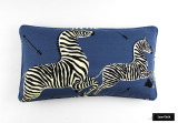 Zebras in Denim Blue Pillows 14 X 24