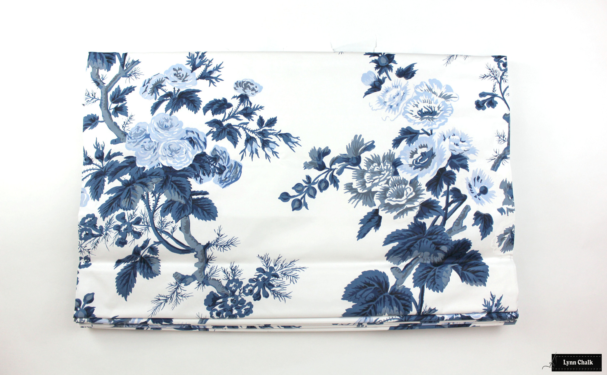 Schumacher Pyne Hollyhock Print Indigo Drapes