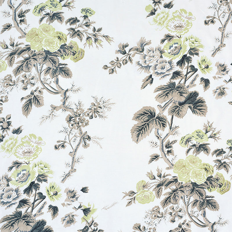 Schumacher Pyne Hollyhock Print Indigo Drapes