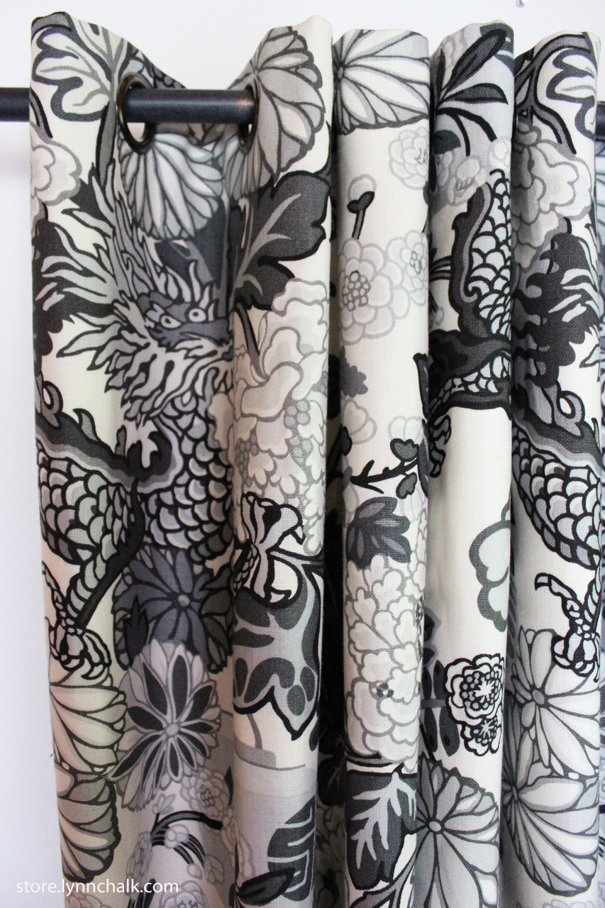 Drapes in Schumacher Chiang Mai Dragon