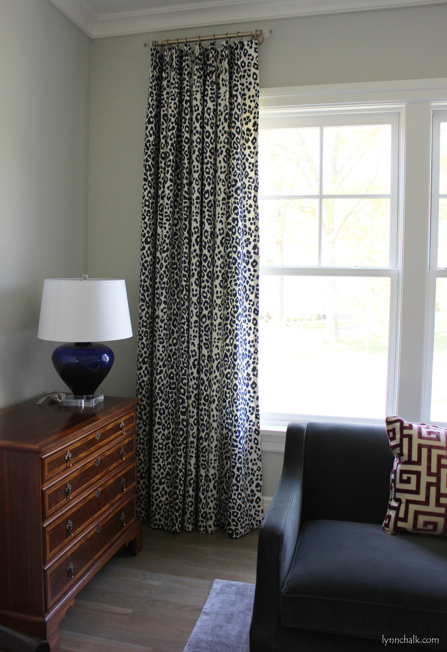 Schumacher Iconic Leopard Drapes Shown in Ink