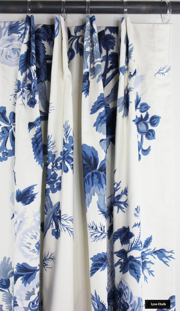 Schumacher Pyne Hollyhock Print Euro Pleated Drapes