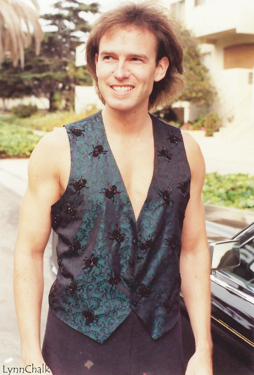 One-of-a-kind Hand Beaded Men's Vest in Silk Paisley with Spiders