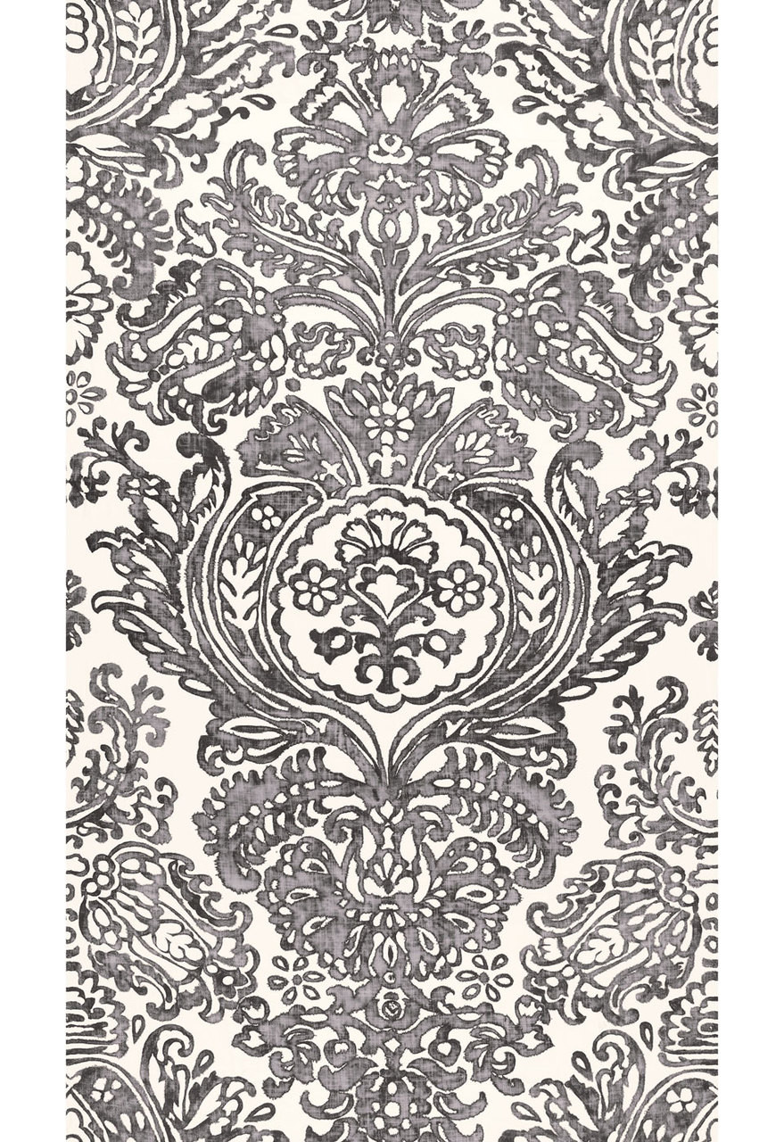 Schumacher Tremezzo Damask Custom Roman Shades in Graphite