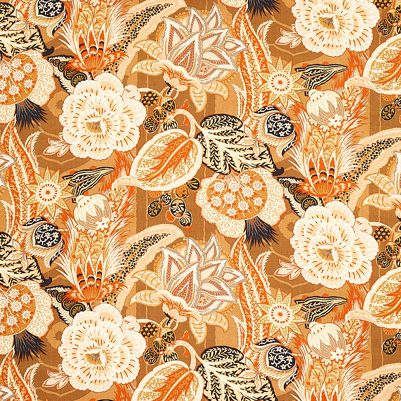 ★linen★『サファリ』 Schumacher Zanzibar Linen Print Sandalwood 173522