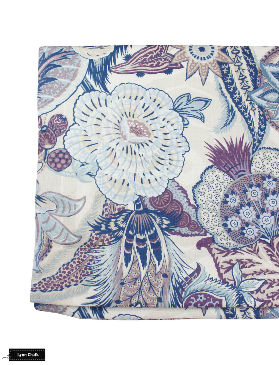 Schumacher Custom Drapes in Zanzibar Linen Print Hyacinth 173523