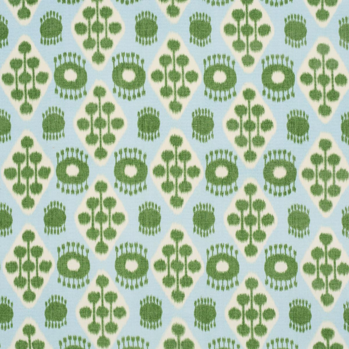 Schumacher Hamilton Ikat Blue and Leaf 181300