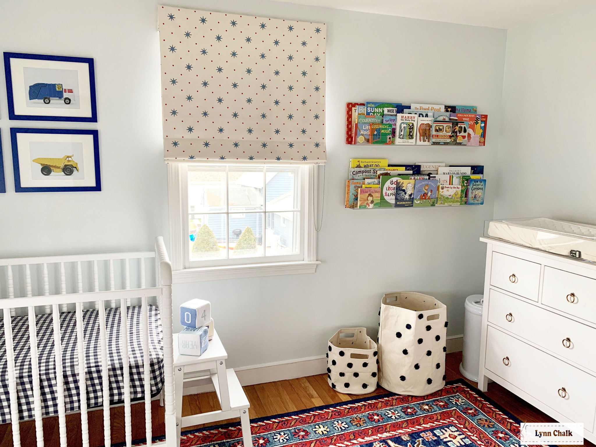 Sister Parish Serendipity Roman Shade (shown in Blue Orange-comes