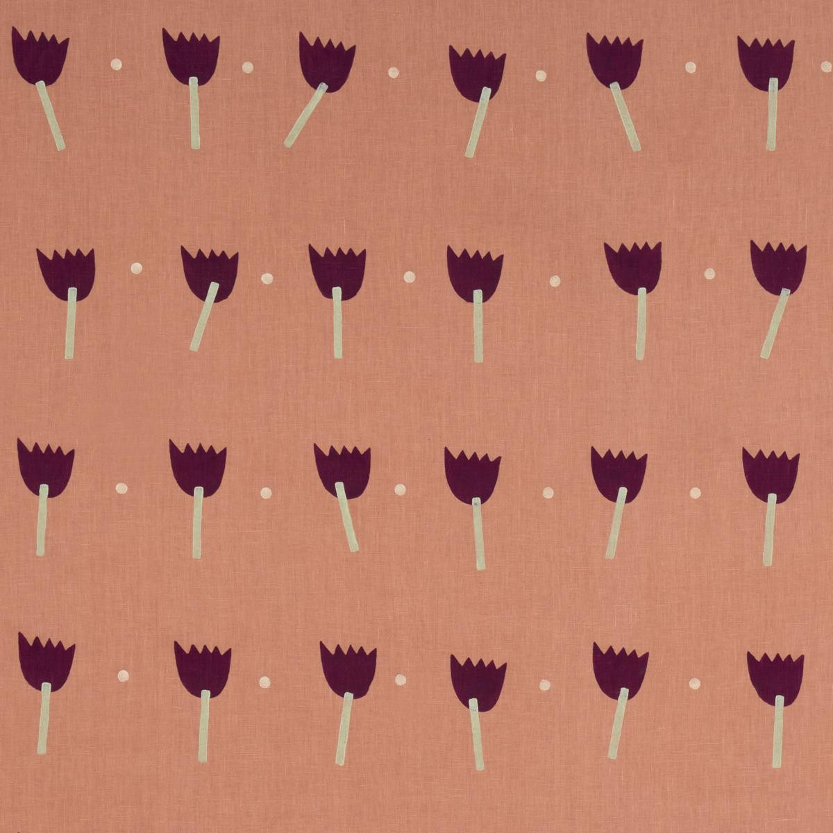 Schumacher Tulip Play Hand Block Print Violet on Rust 182401