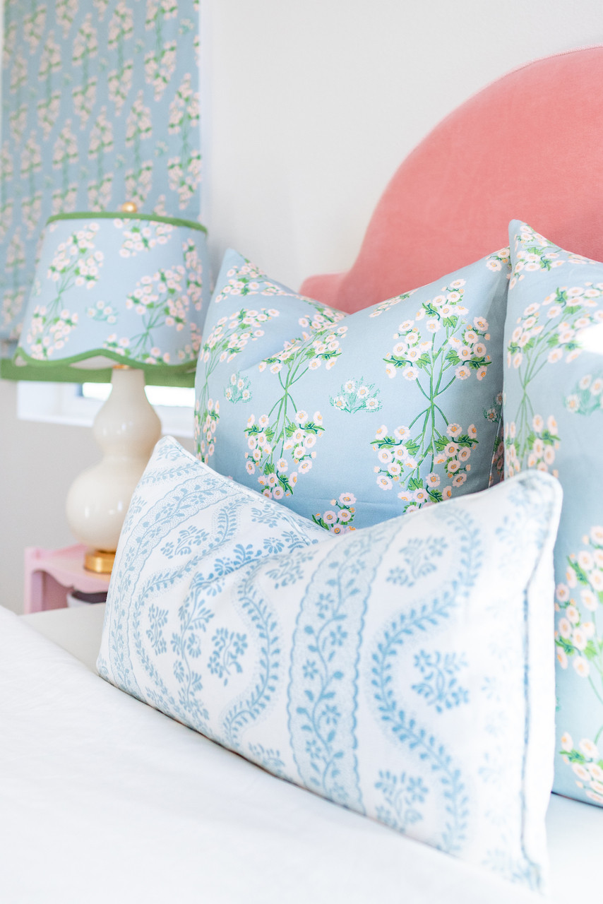 Sister Parish Dolly Custom Roman Shades - shown in Seafoam