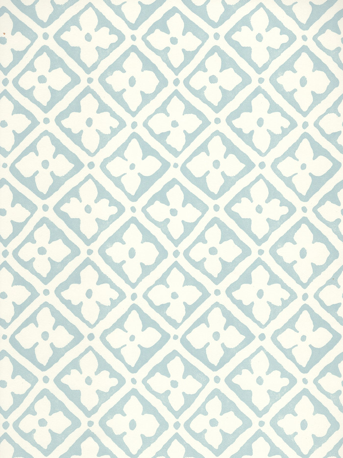 Quadrille Puccini Wallpaper Classic Blue on Almost White 306330W-15
