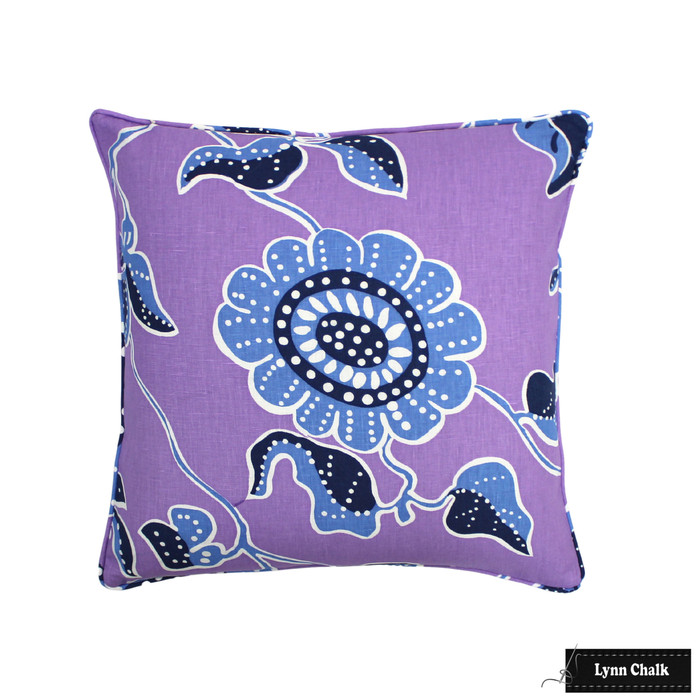 Pillow in Quadrille Alan Campbell Albany Multicolor Multi Blues on Lavender