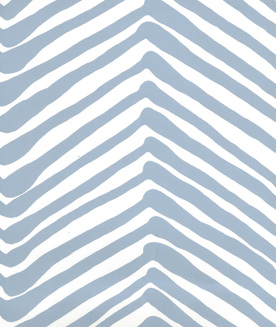 Quadrille Zig Zag Wallpaper  Slate Blue on Almost White AP302-09
