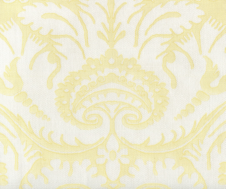 Quadrille Borghese Yellow on White Linen Cotton 306249FWLC