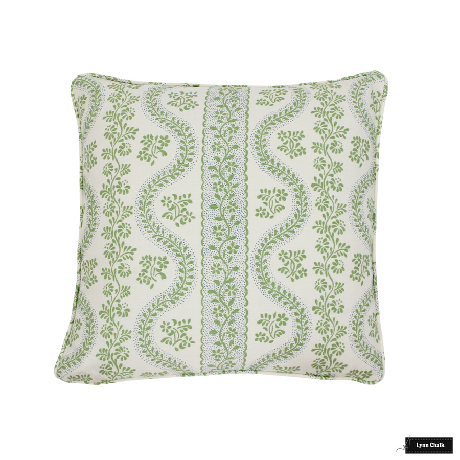 Sister Parish Dolly Custom Pillows with welting in Lettuce Green Linen/Cotton (Both Sides - Made To Order) 2 Pillow Minimum Order