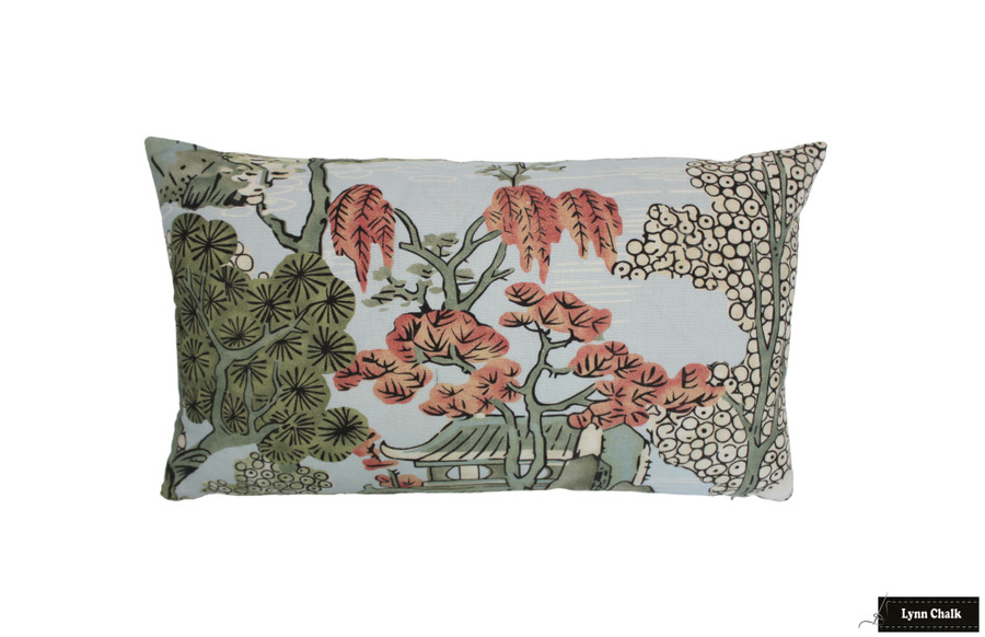 Thibaut Asian Scenic Pillow with Self Welting  (Both Sides -shown in Blue Green -comes in six colors) 2 Pillow Minimum Order
