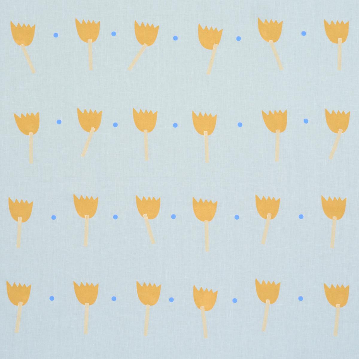 Schumacher Tulip Play Hand Block Print Ochre on Sky 182400
