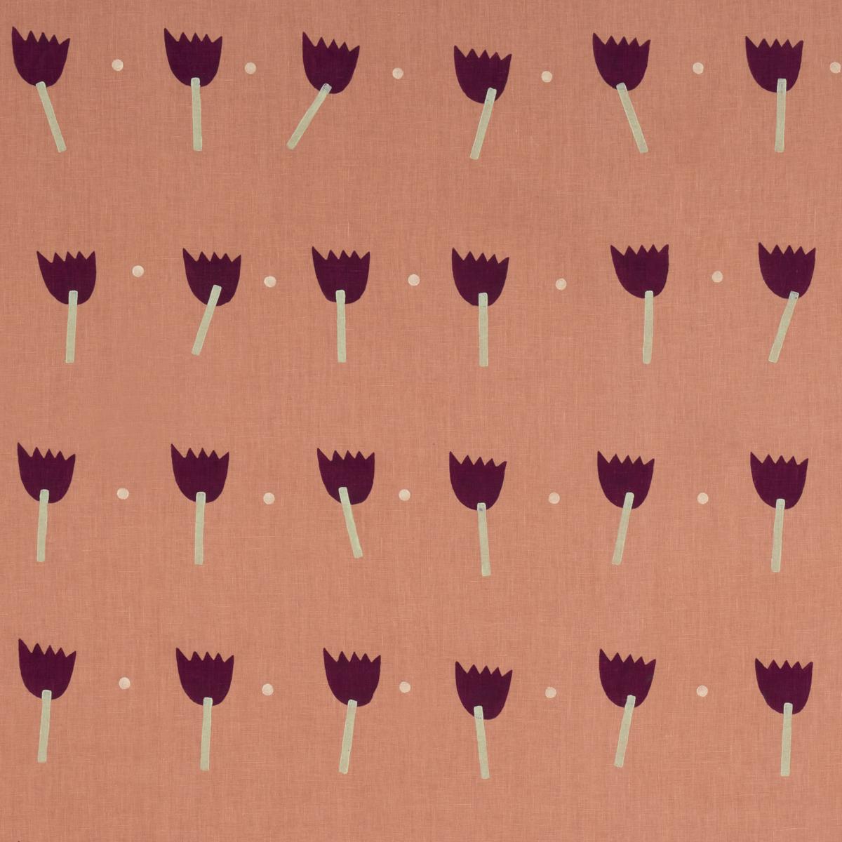 Schumacher Tulip Play Hand Block Print Violet on Rust 182401