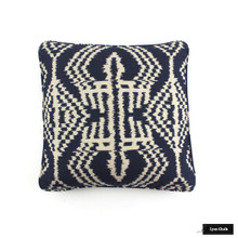 Schumacher Kiribati Ikat Custom Pillows with Welting Shown in Linen - comes in 3 colors