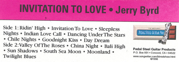 "Invitation to Love" by Jerry Byrd (cassette tape)