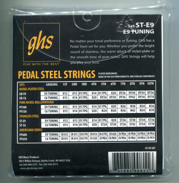 GHS Super Steels Pedal Steel E9 Tuning 10-String Set (ST-E9)