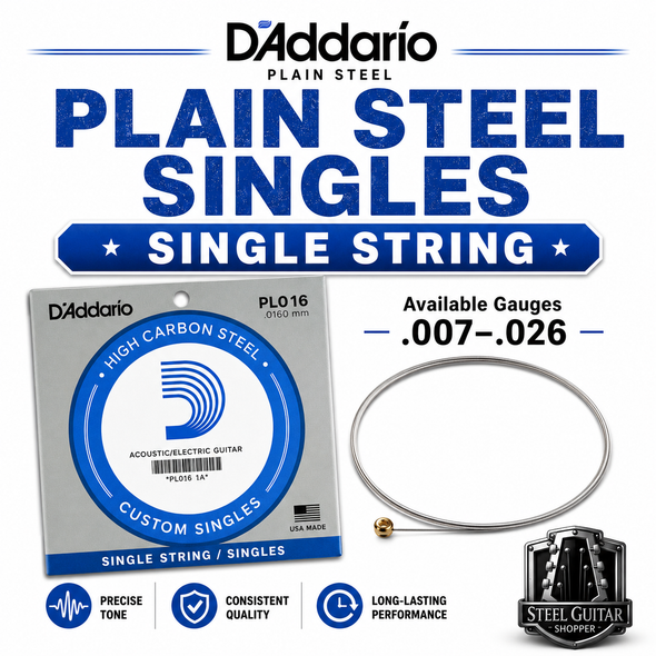 D'Addario Plain Steel Guitar Strings