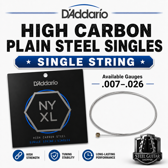 D'Addario NYXL high carbon plain steel guitar string singles